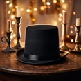 thumbnail image 5 of Roll Brims Tall Top Hat for Adult Bowlers Hat Magicians Hat Halloween Party Hat Cosplay Costume Stage Show Headwear Black, 5 of 6