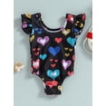 thumbnail image 4 of Suealasg Toddler Baby Girls Summer One Pieces Swimsuit Fly Sleeve Heart Print Romper Swimwear 3M 6M 9M 12M 18M 24M Infant Newborn Girls Beachwear Bathing Suit, 4 of 8