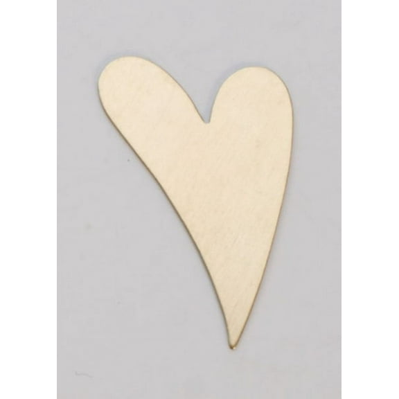 Brass Funky Heart, 24 Gauge, 1-1/2 by 1 Inch, Pack of 6