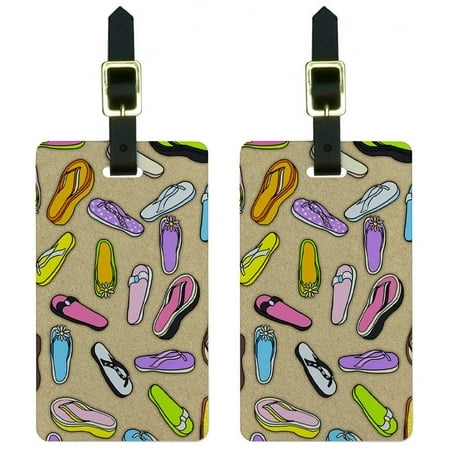 Vacation Tag - Sandals Flip Flops Beach Sand Summer Tropical Island Vacation Luggage Tags Set