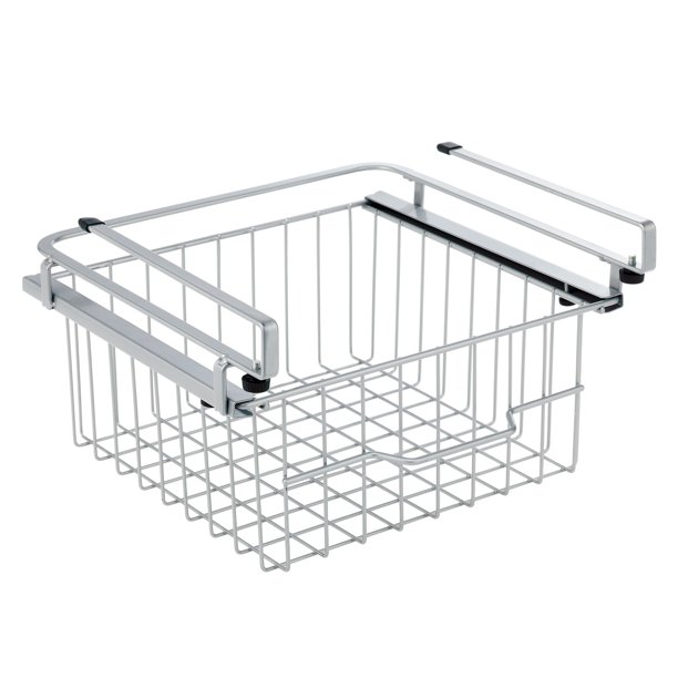 mDesign Compact Hanging Pullout Drawer Basket Sliding Under Shelf