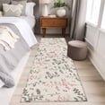 thumbnail image 4 of Pink Grey Botanical 2'x6' Runner Rugs for Hallway Kitchen Bedside Non Slip, Rustic Country Spring Floral Summer Leaf Entryway Rug Runners with Rubber Backing, Long Carpet Runner for Laundry Room, 4 of 8