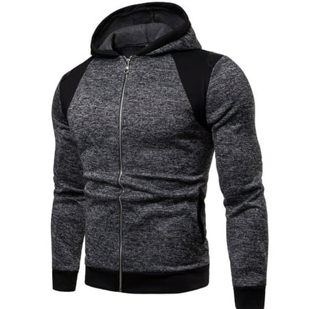 Semi Dry Mens Jumpsuit - Mens Casual Hooded Jacket Winter New Fashion Fleece Lined Fluffy Full Zipper Jumpsuit Hooded Jacket