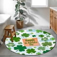 thumbnail image 3 of Small Round Rug 3Ft Washable Non-Slip, St. Patrick's Day Circle Area Rugs for Living Room Bedroom, Green Lucky Shamrock Leaves Cloud Blue Indoor Floor Mats Carpet Runner for Home Decor, 3 of 8