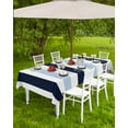 thumbnail image 4 of Lsrtoss Outdoor Tablecloth with Umbrella Hole & Zipper, Navy Blue Striped Rectangle Tablecloth 52x70 Inch, Farmhouse Stripe Art Patio Table Cover Waterproof Table Cloth for Picnic/Party, 4 of 7