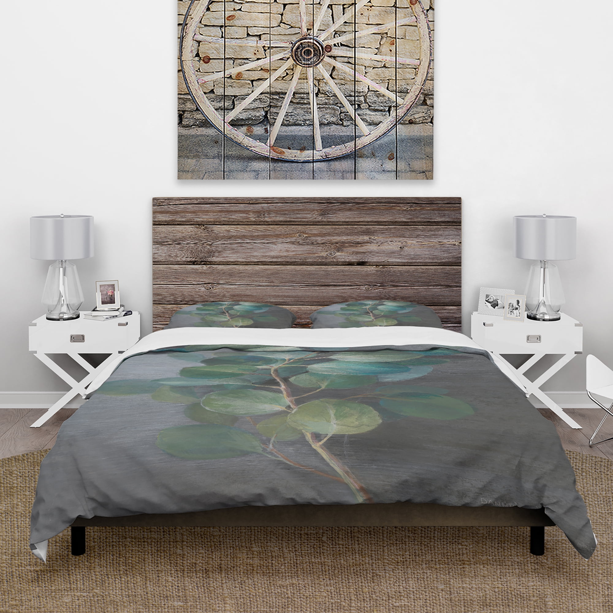 Designart 'Fresh leaves I' Cottage Duvet Cover Set