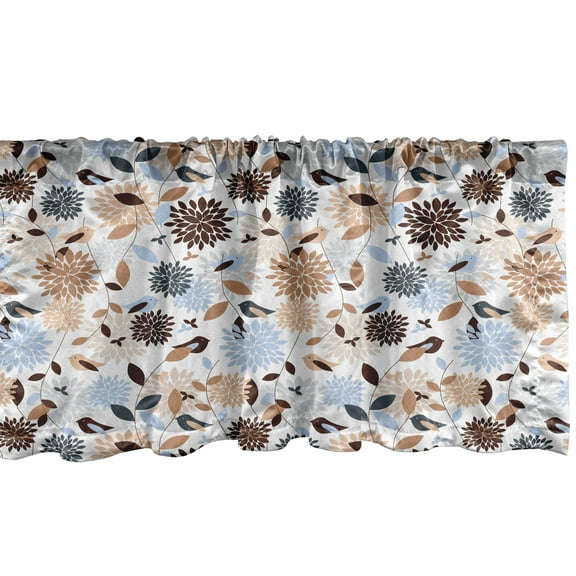 Ambesonne Earth Tones Window Valance, Hydrangea Abstract, 54" X 12", Brown Blue White