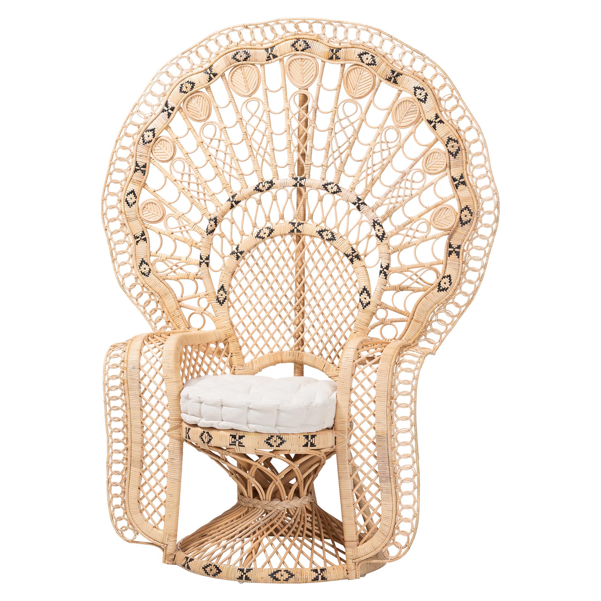 bali & pari Nafisa Boho Peacock Chair, Natural Brown