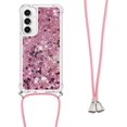 thumbnail image 6 of for Samsung Galaxy S23 FE Clear Case with Crossbody Lanyard, Glitter Sparkly Bling Quicksand with Detachable Adjustable Shoulder Neck Strap Cover Cases for Samsung S23 FE QKG Rose Gold, 6 of 14