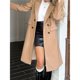 thumbnail image 4 of Abrigo de Invierno de Mezcla de Lana con Cuello de Solapa con Muesca y Doble Botonadura para Mujer. Color Camello L, 4 of 7