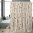 thumbnail image 4 of Christmas Shower Curtain Christmas Tree Bathroom Curtains with Hooks, Waterproof Fabric Star Pink Pine Leaves Linen Bath Shower Curtains Set for Bathroom Bathtubs Xmas Decor 72x72 Inch, 4 of 9