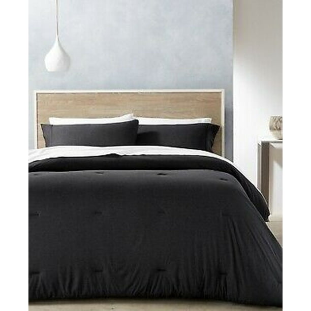 Calvin Klein Modern 3-Pc. Cotton Modal Mini Comforter Set - QUEEN - Muted  Black 