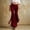 Red, variant on Women's Retro Corduroy Fringe Flared Pants Mid‑High Waist Button Fly Long Trousers Western Style Bell‑Bottom Pants White