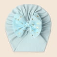 thumbnail image 2 of Splozh Baby Girls Hair Bow Turban Hat Baby Girls Turban Hats with Bow Caps Cute Headwraps for Toddlers Blue,One Size, 2 of 3