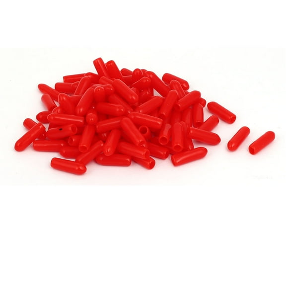 3.5mm Inner Dia Rubber Insulated End Cap Screw Thread Protector Cover Red 100pcs