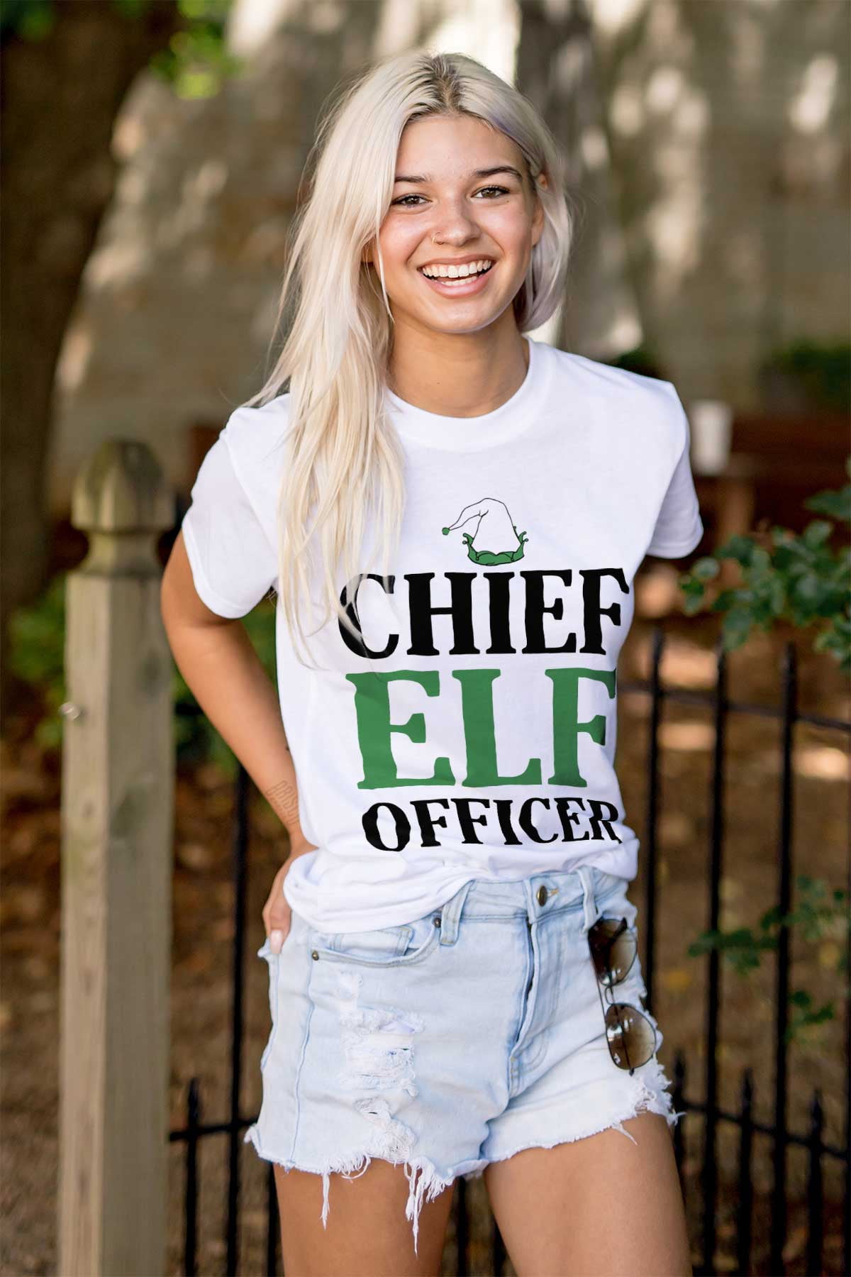 Xmas Chief Elf Officer Santa Helper Plus Size Crewneck Graphic Tee Shirt Brisco Brands 2X