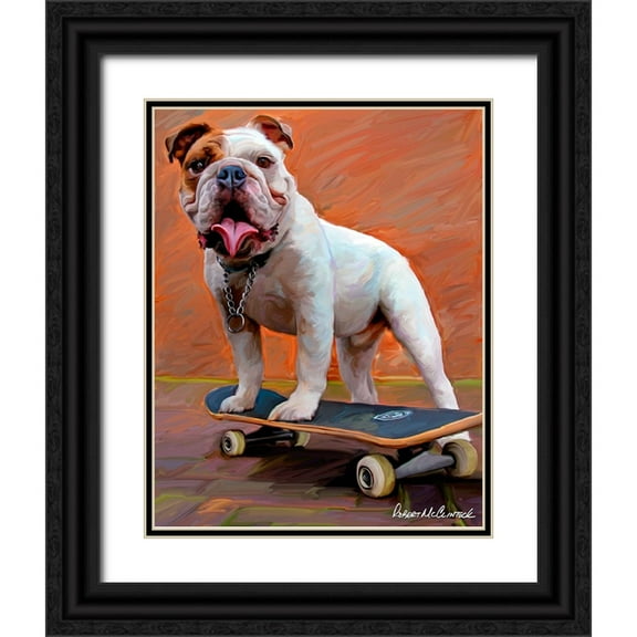 McClintock, Robert 12x14 Black Ornate Wood Framed with Double Matting Museum Art Print Titled - Bull Dog Nose Grind
