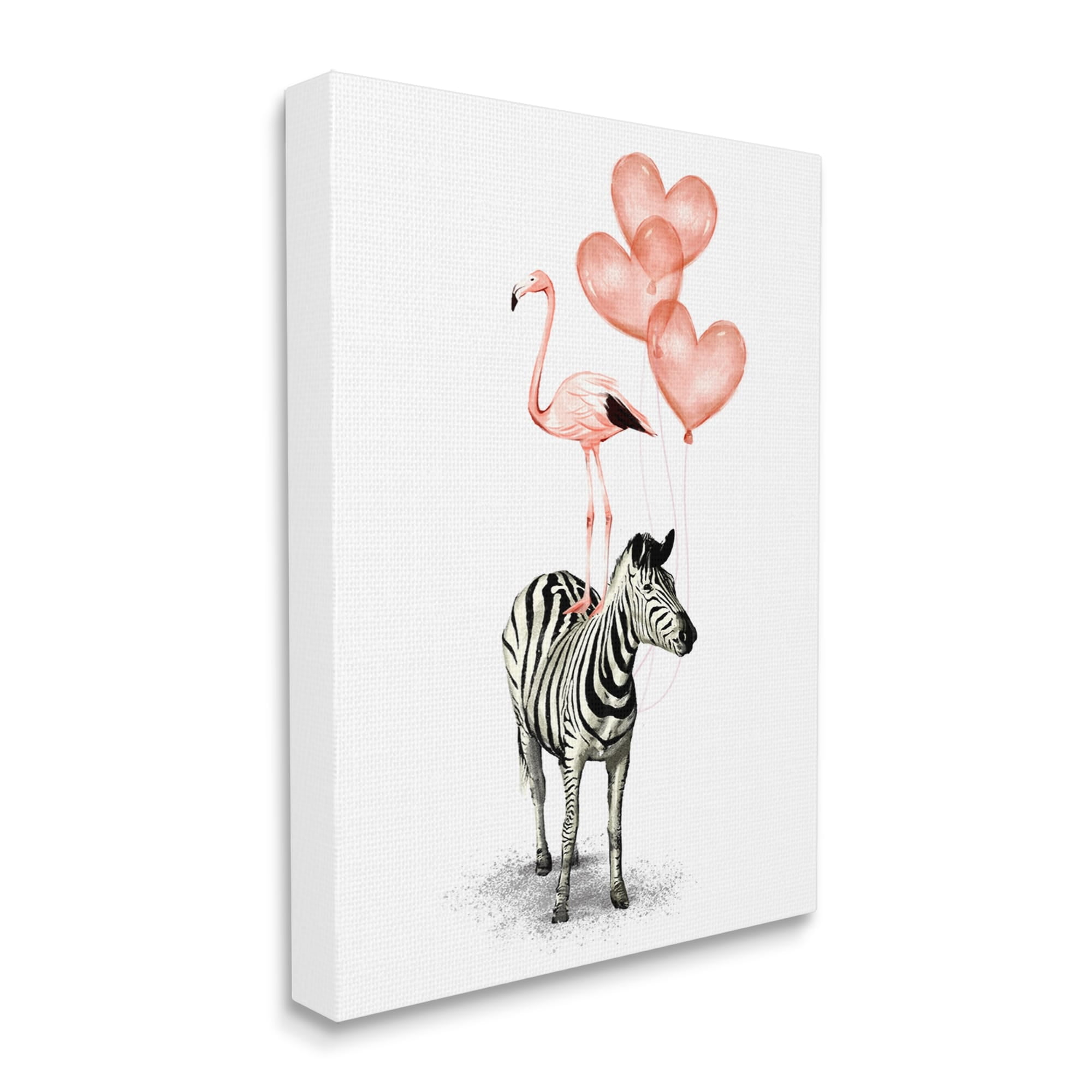 Stupell Industries Flamingo Zebra Animal Stack Pink Heart Shape Balloons, 16 x 20, Design by Ziwei Li