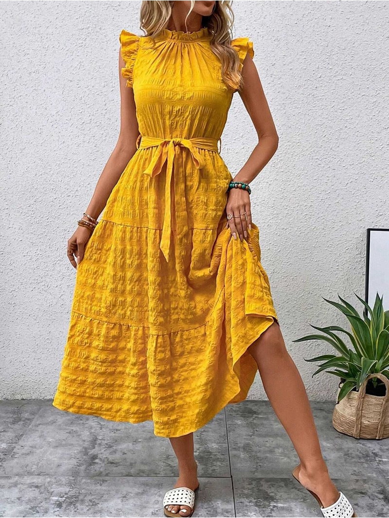 yellow midi summer dress Burst of Yellow Midi Dress - Yellow, Large | Hazel and Olive