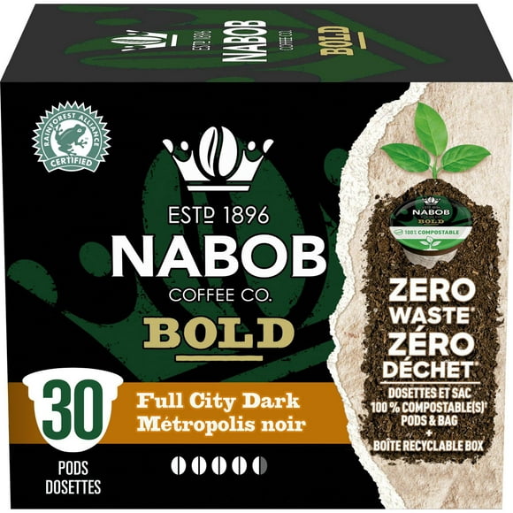 Dosettes de café Nabob Métropolis noir 100 % compostables 292g, 30 Dosettes