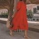 thumbnail image 1 of Vestido de mujer Fnochy, liquidación, falda de una pieza para mujer, moda, suelto, color sólido, manga abullonada, vestido casual de manga corta, 1 of 3