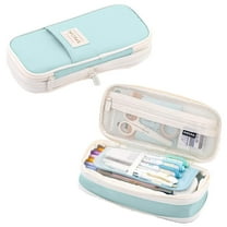 Canvas Pencil Cases, Zipper Pencil Pouch Big Capacity Special Pencil Cases Storage Bag Organizer Sky Blue