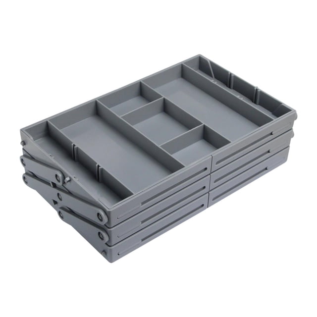 Organizador de cajones plegable, caja de almacenamiento, cajones que ahorran espacio, bandeja de cajón para escritorio, baño, cocina, suministros de Gris de 3 niveles