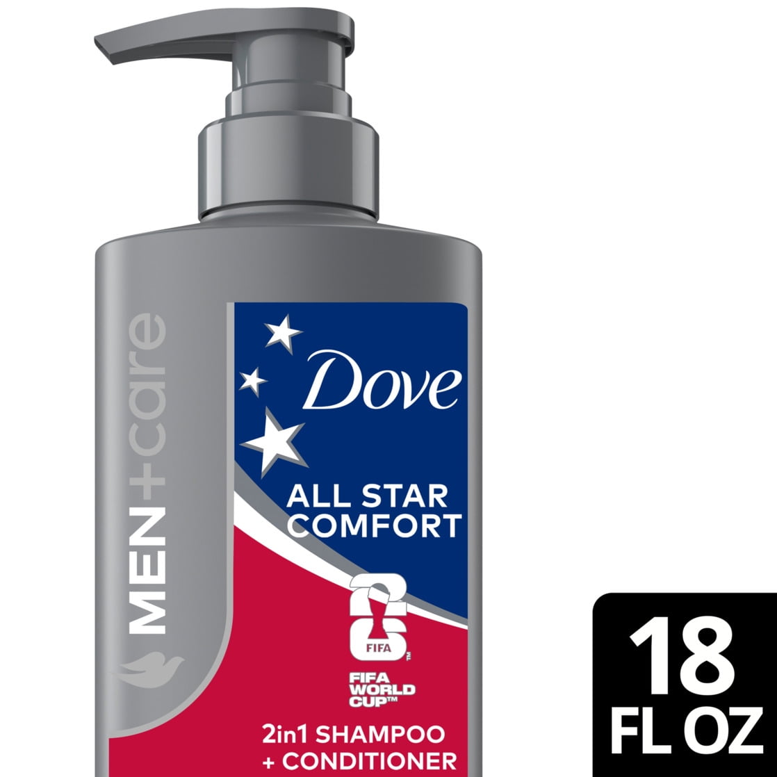Dove Men+Care Limited Edition FIFA Shampoo & Conditioner Seal Hydration & Strengthen Hair All Star Comfort, 18 fl oz