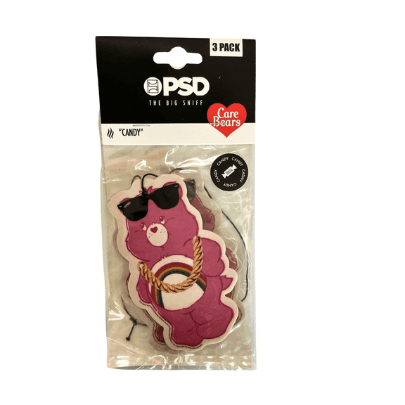 3 Pack Cheer Bear Air Freshener Candy Scent, Long Lasting, Fun, Fresh Car Fragrance That Hangs from Rearview Mirror, Fights Odors, Sweetens Every Drive, Pink