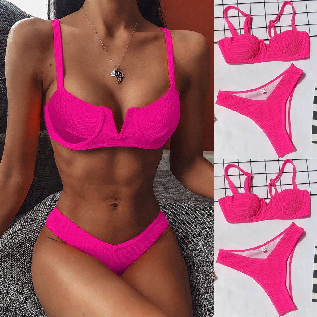 SBYOJLPB Ladies Swimwear Clearance Sexy Women Solid Bikini PushUp Padded Swimwear Swimsuit