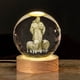 thumbnail image 4 of Luz Nocturna Cristal Brillante, Figuras Religiosas Grabadas, Base Led Madera, Elegante Decoración de Escritorio, Iluminación Multiusos, Regalo para Fiestas, Cristal 6 Cm + Soporte., 4 of 7