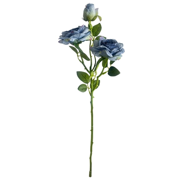 Weloille Artificial French Burnt Edge Rose Flower 1 Piece, 3 Heads Realistic Faux Silk Rose Bouquet, Long Lasting No Fade Fake Floral Decoration, for Home Wedding Party Vase Decor