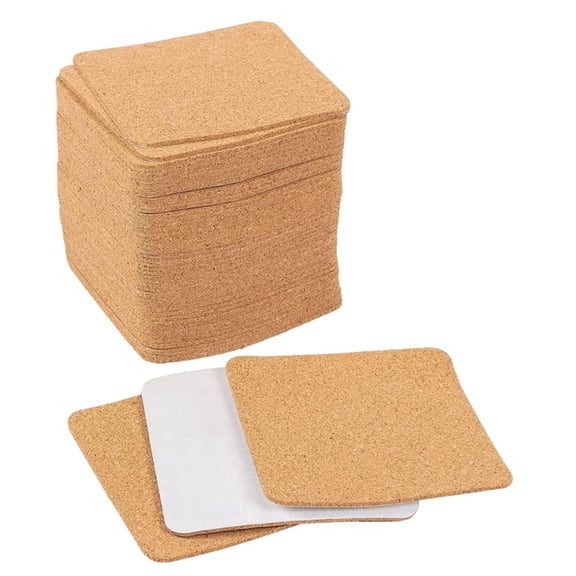 Self Adhesive Cork Coasters 50 Pack Square Cork Backing Sheets for DIY Crafts Tile Coasters 100x100x1mm 4x4 Inch-