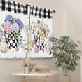 thumbnail image 5 of Spring Floral Kitchen Curtains Rustic Hydrangeas Buffalo Plaid Colorful Flowers Leaf Plant Farmhouse Vintage Rod Pocket Country Bedroom Living Room Treatment Fabric 2 Panels 27.5Wx39H Inch, 5 of 6