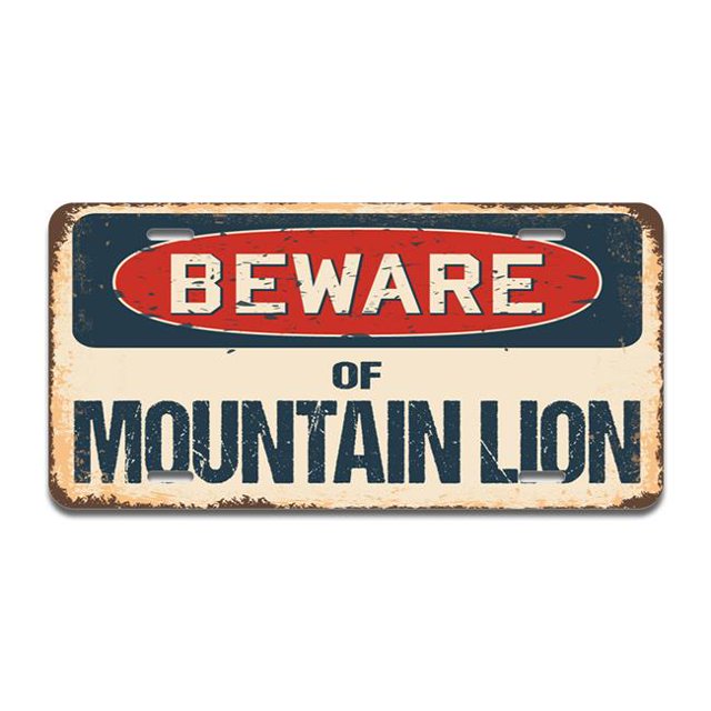 SignMission A-LP-04-876 Beware of Mountain Lion Aluminum License Plate