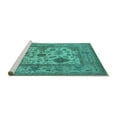 thumbnail image 2 of Ahgly Company Machine Washable Indoor Rectangle Oriental Turquoise Blue Industrial Area Rugs, 6' x 9', 2 of 4