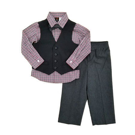 

Dockers Infant Boys 4 Piece Dress Up Outfit Plaid Shirt Bow Tie Vest & Pants 24m