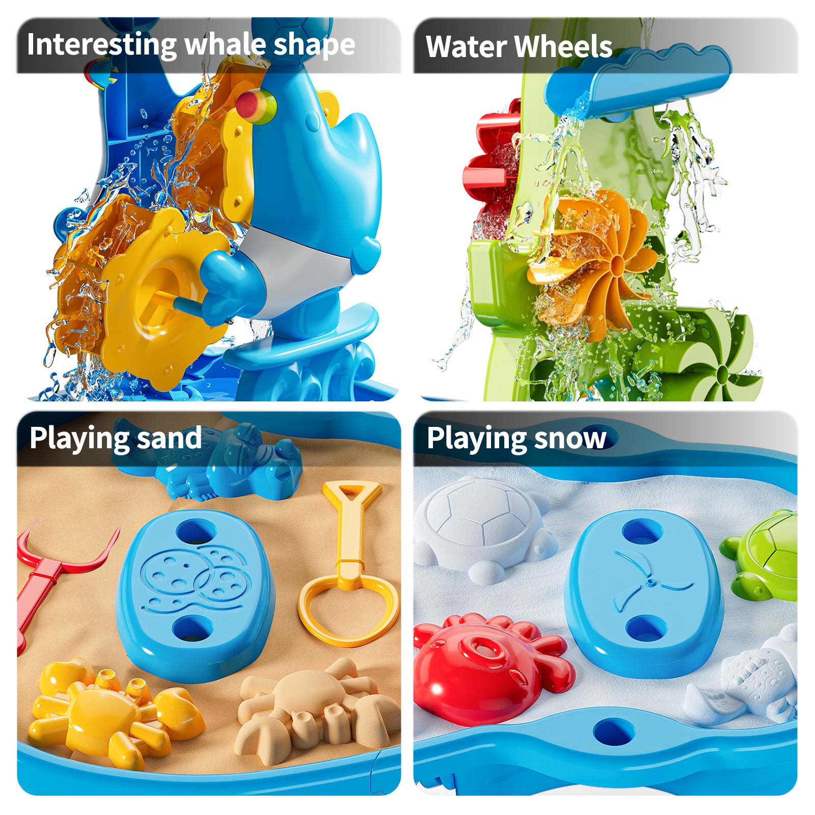 Lucky Doug Kids Sand Water Table for Toddlers Ages 18 Month+, 4-Tier Sand and Water Play Table Toys for Toddlers Kids, Activity Sensory Tables Outside Beach Toys for Toddler Age 1-3-5 Gift