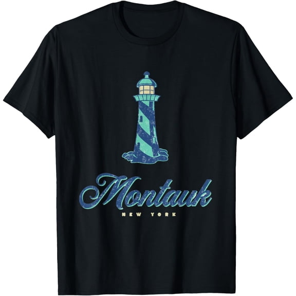 Montauk Lighthouse Beach New York, Summer at Montauk T-Shirt men and women can wear, black, white, gifts.