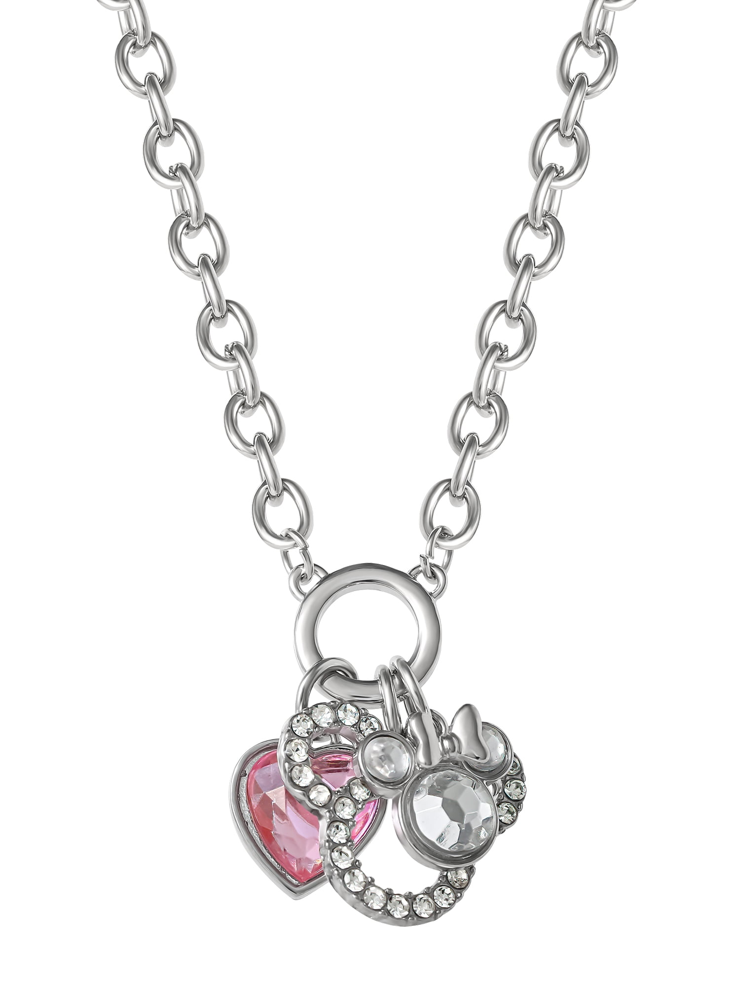 Disney Mickey Mouse & Minnie Mouse Charm Necklace with Adjustable Chain