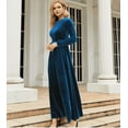 thumbnail image 7 of Women's Fall Dresses Long Sleeve Velvet Formal Maxi Dress with Belt Casual Cocktail Wedding Guest Party Long Dress, 7 of 7