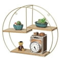 thumbnail image 3 of Vintiquewise Elegant 3-Tier Decorative Floating Geometric Arc Wall Shelf - Semi-Circular Metal and Wood Wall-Mounted Shelf for Entryway, Bathroom, Bedroom, and Living Room Decor, Gold Finish, 3 of 10