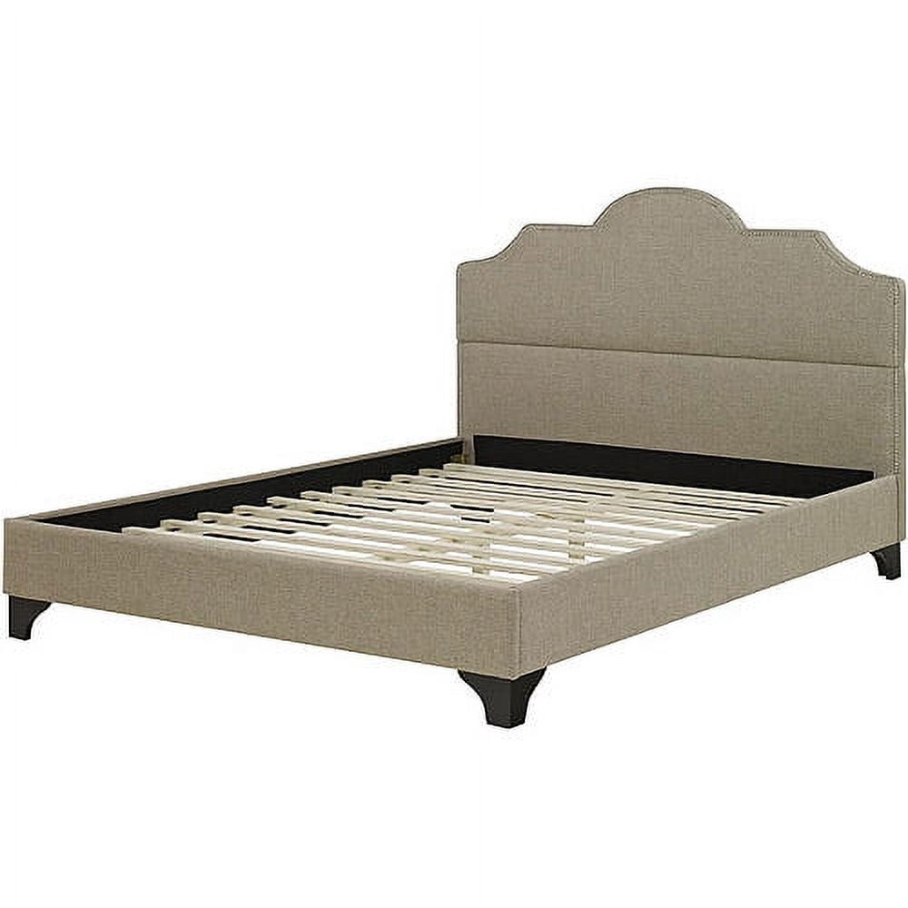Premier Jordan Twin Upholstered Platform Bed Frame, Taupe with Bonus Base Wooden Slat System