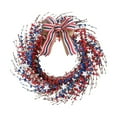 thumbnail image 2 of Clearance! Idyllic 18 Inch Patriotic Red White Blue Berries Leaves Wreath for Front Door Memorial Day Burlap Bow Wreath for Home Decor Independence Day Forth of July Wreath for Indoor and O, 2 of 8