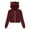 Claret, variant on 2024 Women's Full Zip Sweatshirt Crop Hoodies Jacket Ear Cap Casual Long Sleeve Pocket Shirt Hooded Sweatshirt Tops Claret