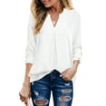 thumbnail image 2 of Fantaslook Womens Blouses 3/4 Sleeve V Neck Work Shirts Dressy Tops Chiffon Office Wear, 2 of 9