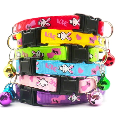 Adjustable Pet Dog Cat Collar With A Bell Cute Rabbit Pattern Neck ...