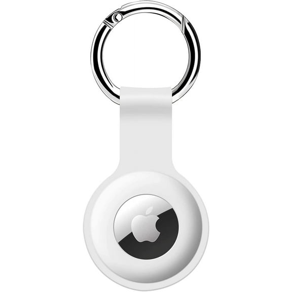 Holder Case for AirTags Ultra Light Silicone Sleeve for AirTags Anti-Scratch Protective Skin Cover with Anti-Losing Keychain Ring Accessory Compatible with Apple AirTags 2021 (White)