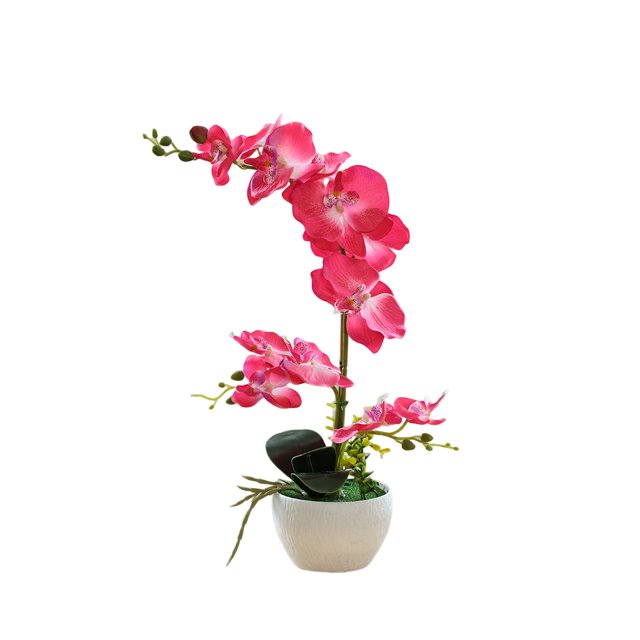 Yuarrent Orquídeas artificiales Flor Decoración para el hogar Ligero Decoración falsa Plantas Cuenco blanco Olla Cocina Oficina Balcón Decoración Rojo Yuarrent HA084089-03