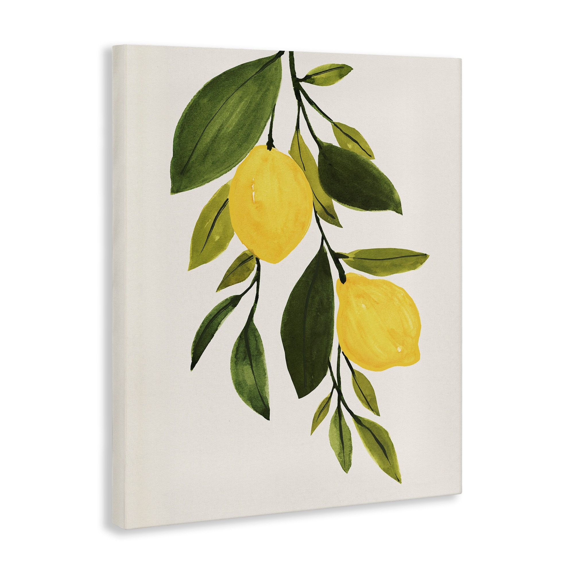 Stupell Industries Simple Yellow Country Lemon Leaf Citrus Fruit Country Painting Gallery-Wrapped Canvas Print Wall Art, 16 x 20, Design by Annie Warren